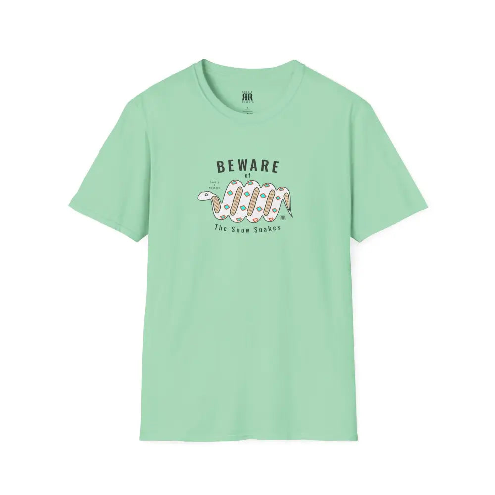 ’Beware of the Snow Snake’ Double R Western’s Softstyle T Shirt M / Mint Green T Shirt