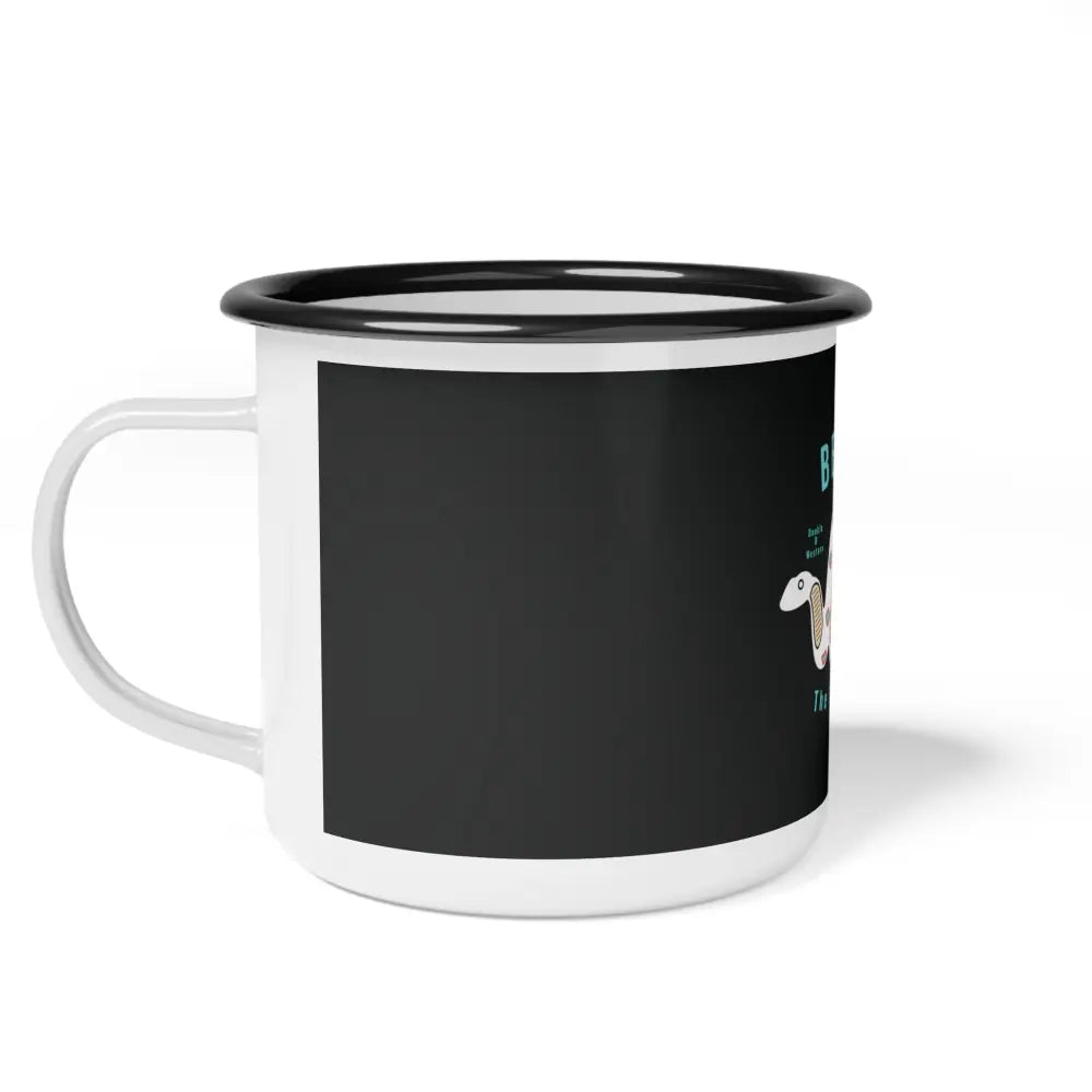 Beware of Snow Snakes Enamel Camp Mug 12oz / Black Rim Mug