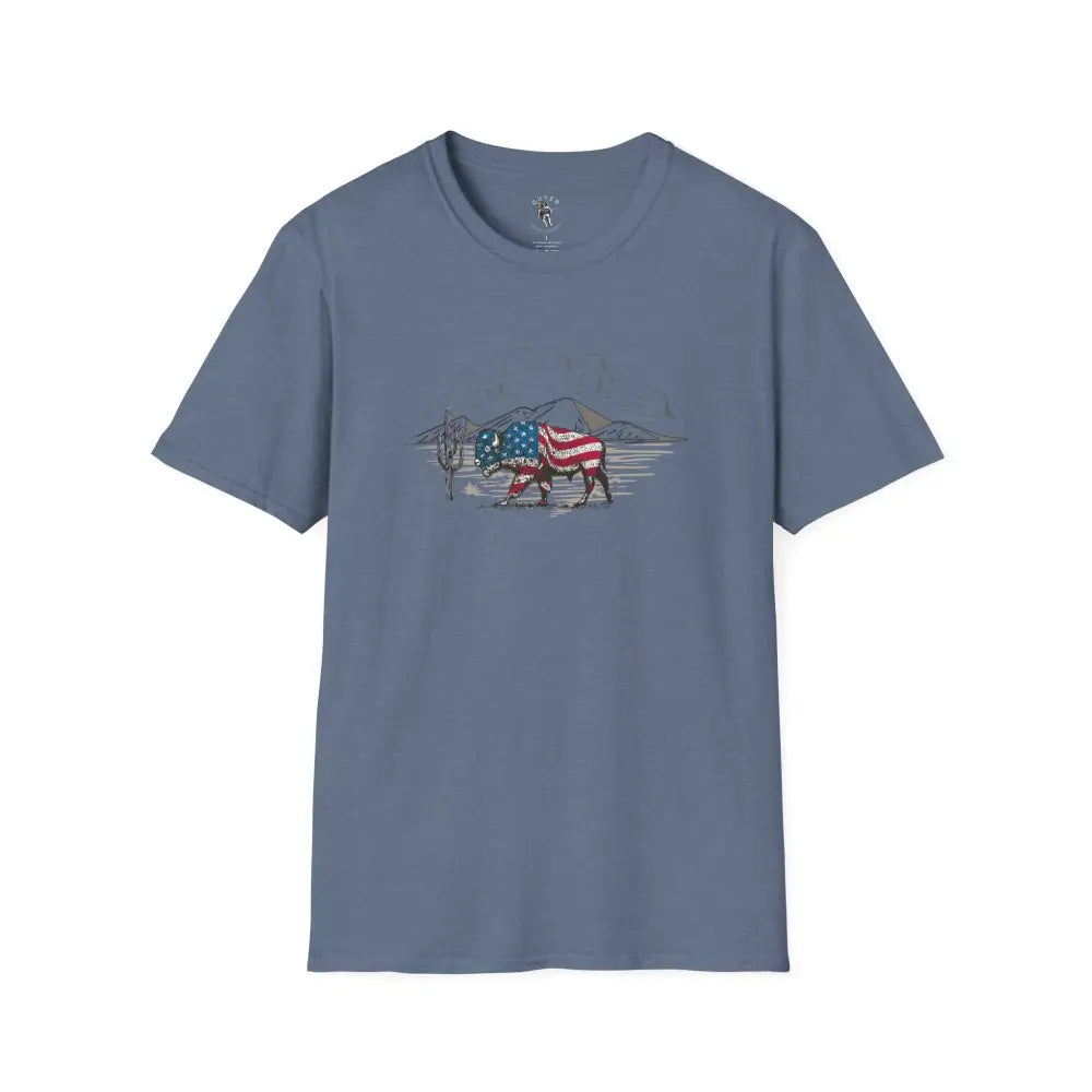 ’Bison Americana’ Double R Western’s™ Basic T Shirt Heather Indigo / S T Shirt