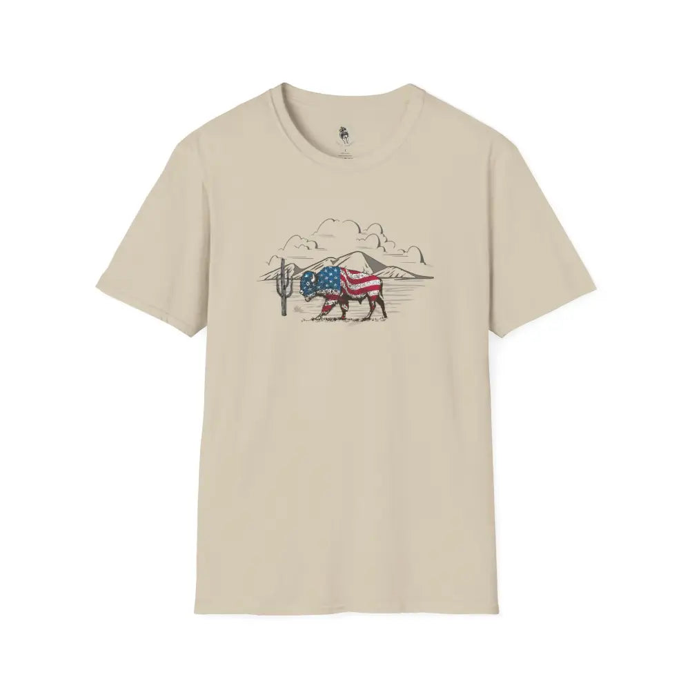 ’Bison Americana’ Double R Western’s™ Basic T Shirt Sand / S T Shirt
