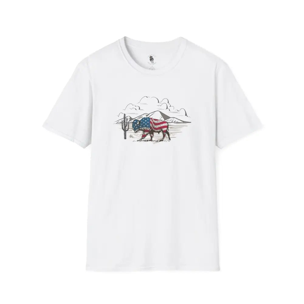 ’Bison Americana’ Double R Western’s™ Basic T Shirt White / XS T Shirt