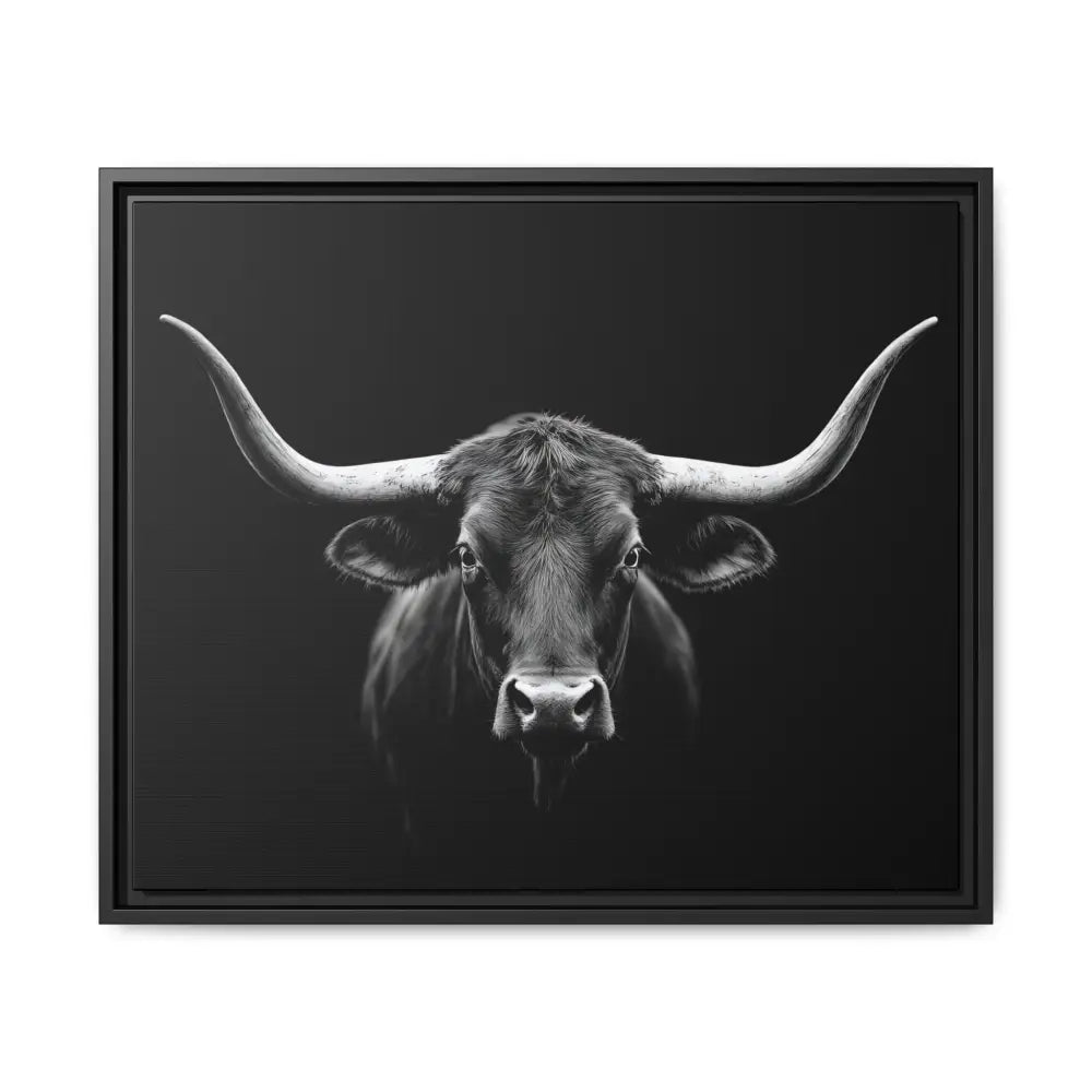 Bucking Bull Midnight Edition Framed Canvas Art Wrap Double R Western™ 24’’ x 20’’ (Horizontal) / Black / 1.25’’ Canvas
