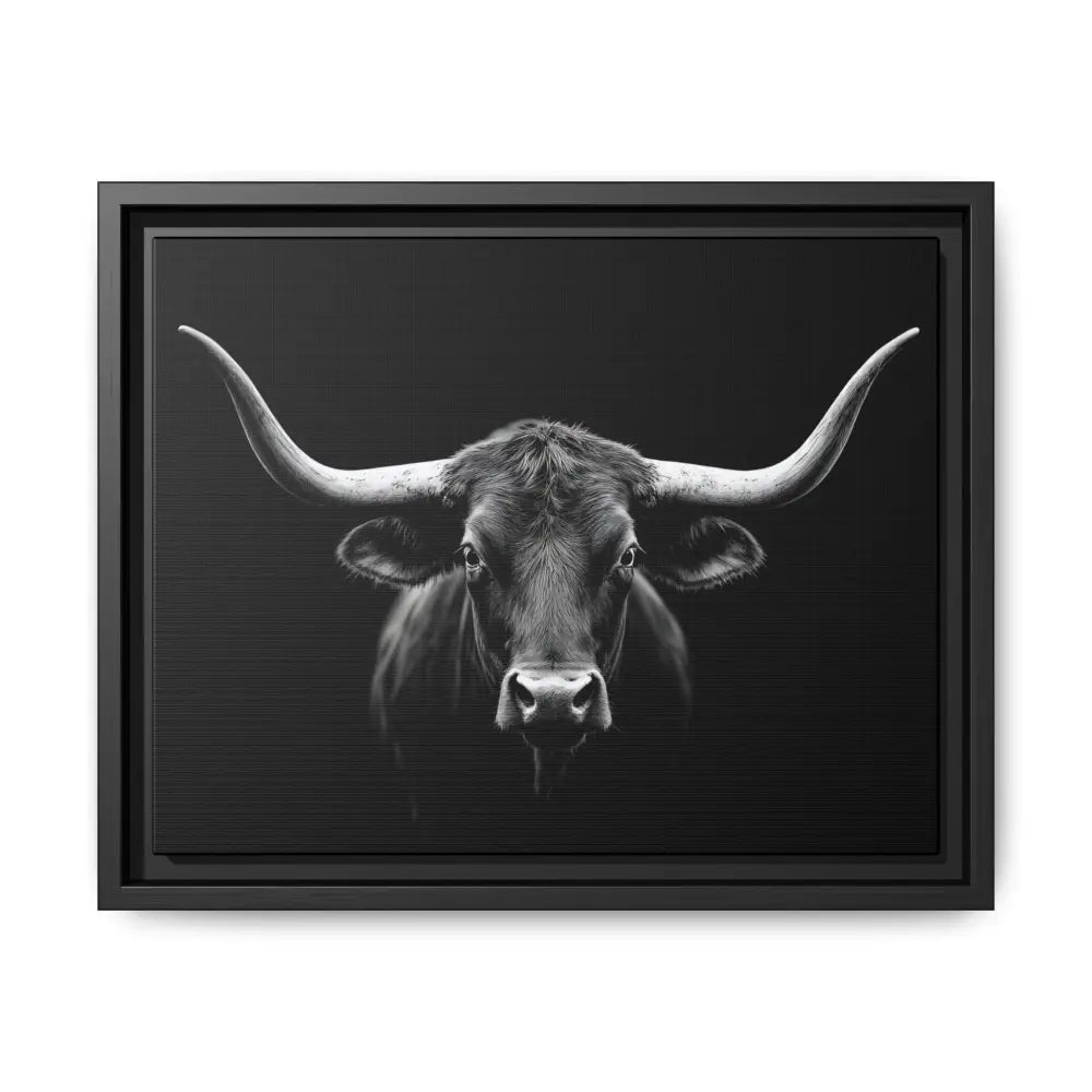 Bucking Bull Midnight Edition Framed Canvas Art Wrap Double R Western™ 14″ x 11″ (Horizontal) / Black / 1.25’’ Canvas