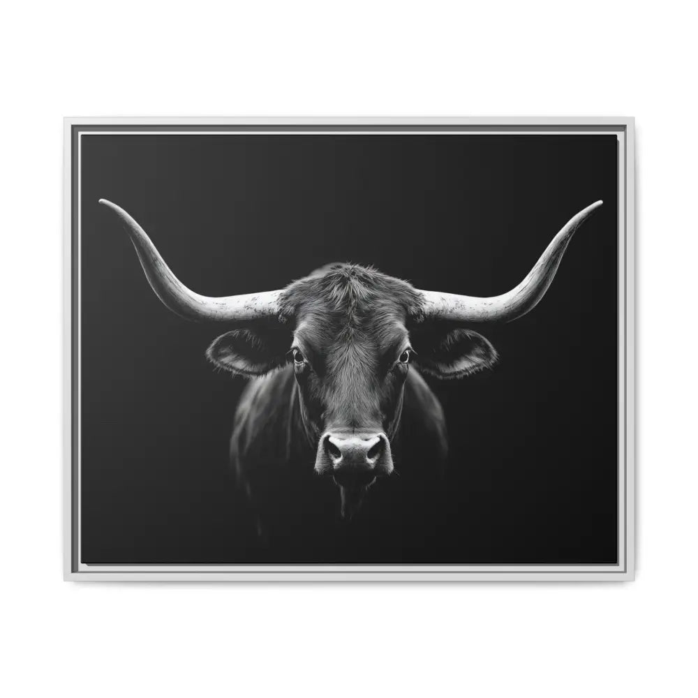 Bucking Bull Midnight Edition Framed Canvas Art Wrap Double R Western™ 30’’ x 24’’ (Horizontal) / White / 1.25’’ Canvas