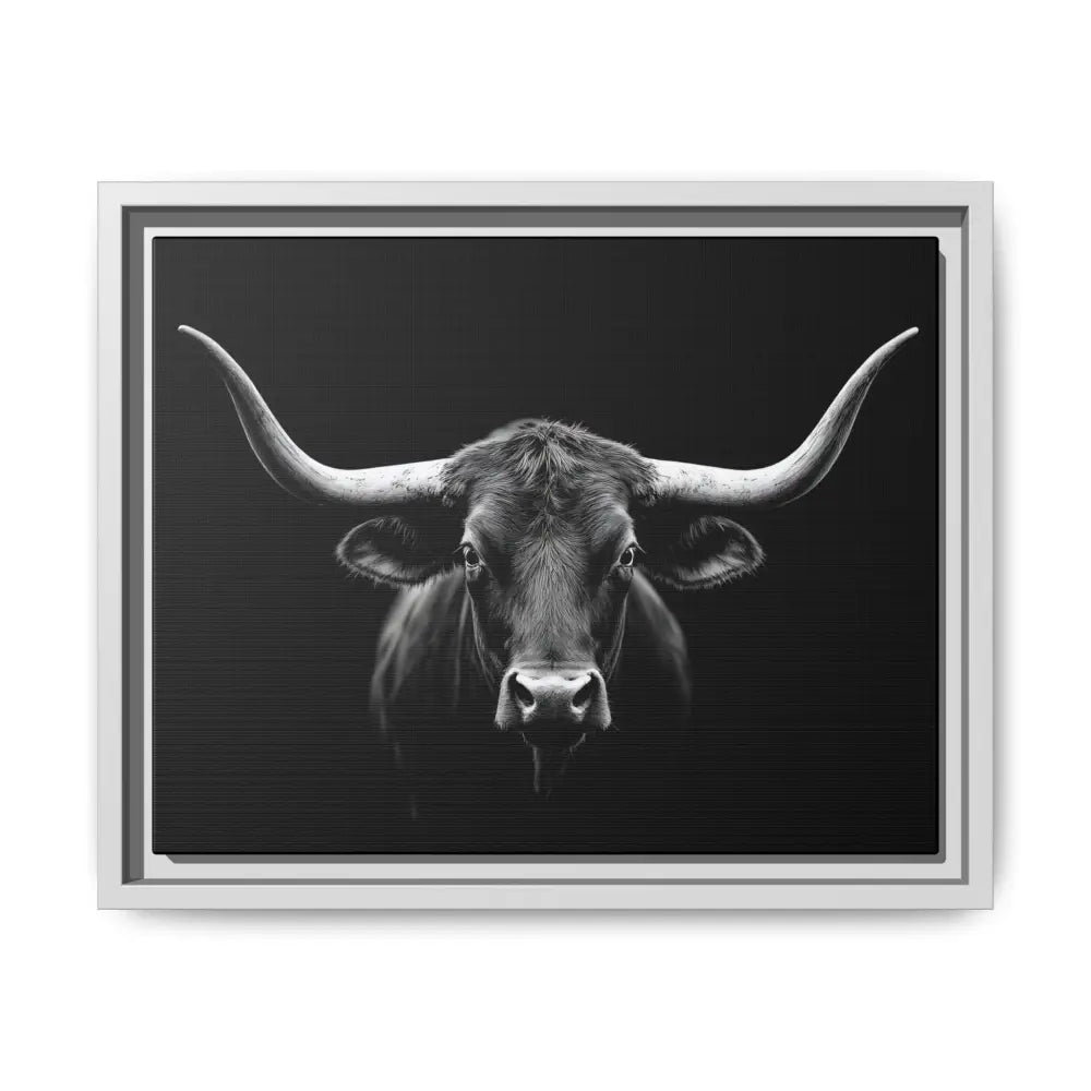 Bucking Bull Midnight Edition Framed Canvas Art Wrap Double R Western™ 14″ x 11″ (Horizontal) / White / 1.25’’ Canvas