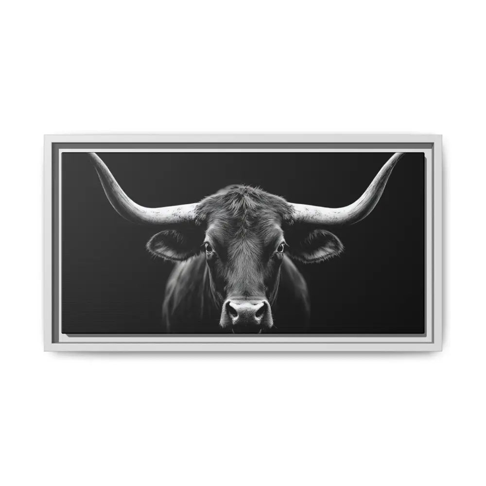 Bucking Bull Midnight Edition Framed Canvas Art Wrap Double R Western™ 20’’ x 10’’ (Horizontal) / White / 1.25’’ Canvas