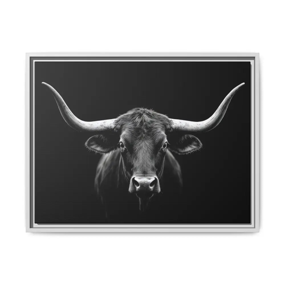 Bucking Bull Midnight Edition Framed Canvas Art Wrap Double R Western™ 24″ x 18″ (Horizontal) / White / 1.25’’ Canvas
