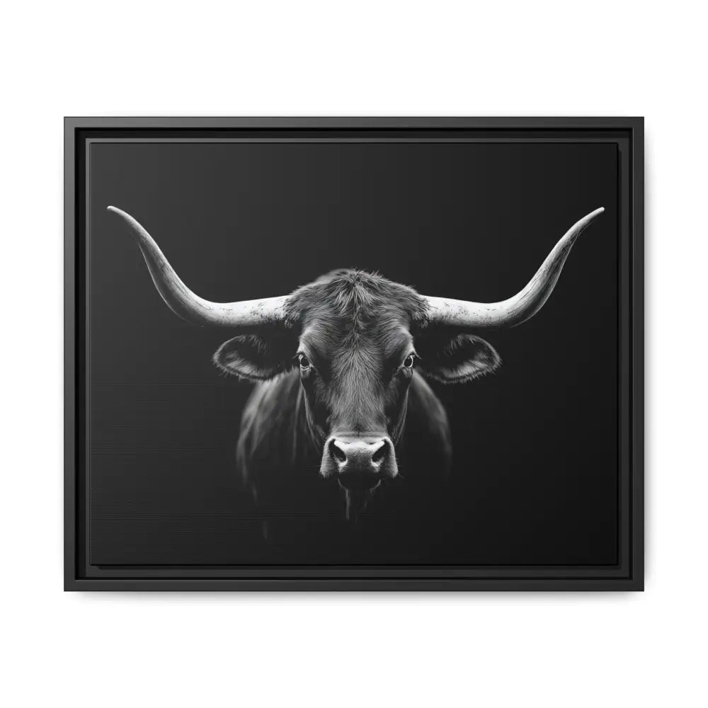 Bucking Bull Midnight Edition Framed Canvas Art Wrap Double R Western™ 20″ x 16″ (Horizontal) / Black / 1.25’’ Canvas