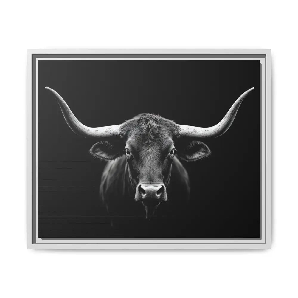 Bucking Bull Midnight Edition Framed Canvas Art Wrap Double R Western™ 20″ x 16″ (Horizontal) / White / 1.25’’ Canvas
