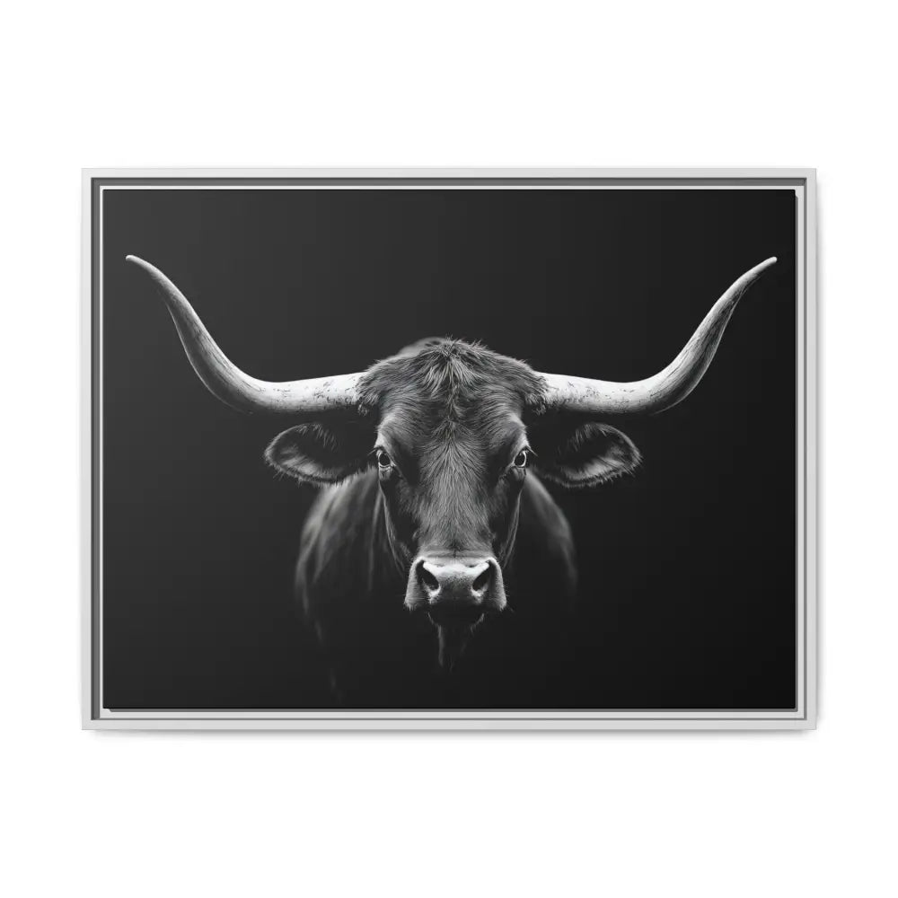 Bucking Bull Midnight Edition Framed Canvas Art Wrap Double R Western™ 32’’ x 24’’ (Horizontal) / White / 1.25’’ Canvas