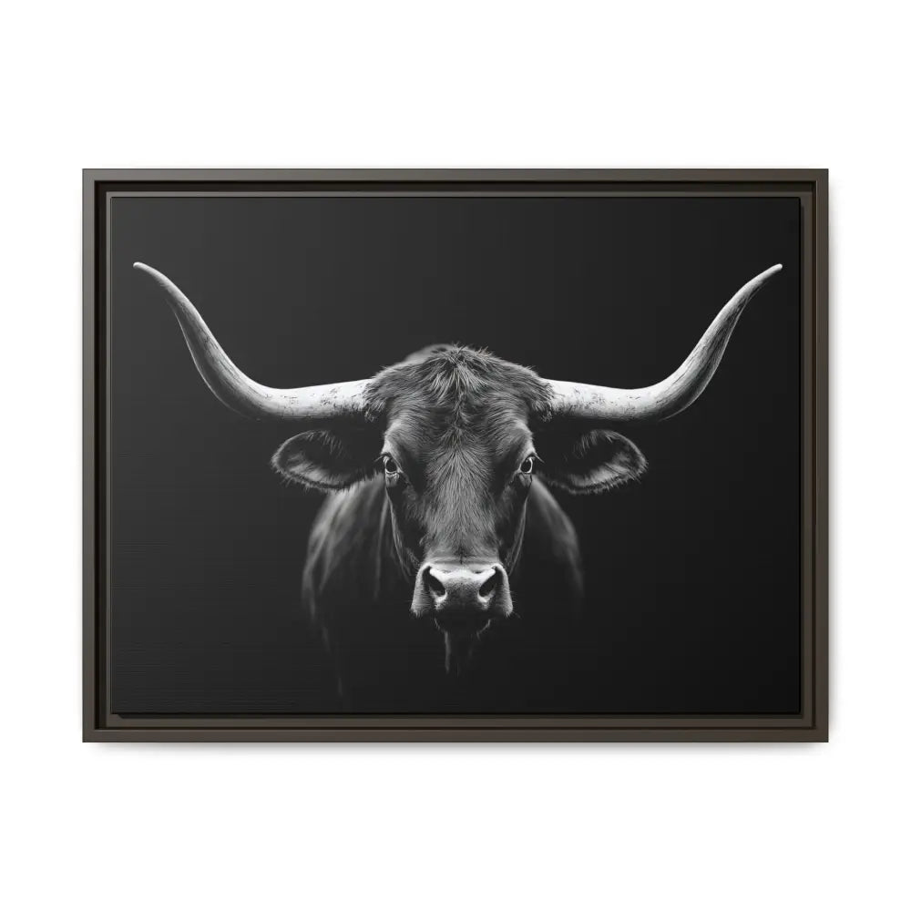 Bucking Bull Midnight Edition Framed Canvas Art Wrap Double R Western™ 24″ x 18″ (Horizontal) / Espresso / 1.25’’ Canvas