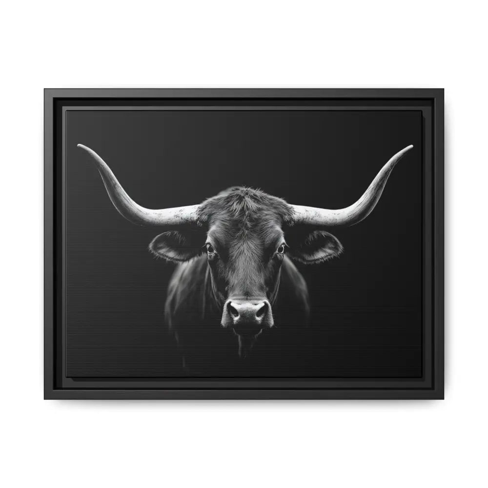 Bucking Bull Midnight Edition Framed Canvas Art Wrap Double R Western™ 16″ x 12″ (Horizontal) / Black / 1.25’’ Canvas
