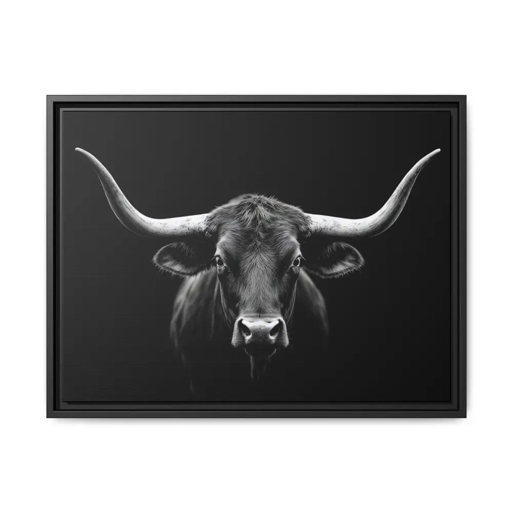 Bucking Bull Midnight Edition Framed Canvas Art Wrap Double R Western™ 24″ x 18″ (Horizontal) / Black / 1.25’’ Canvas