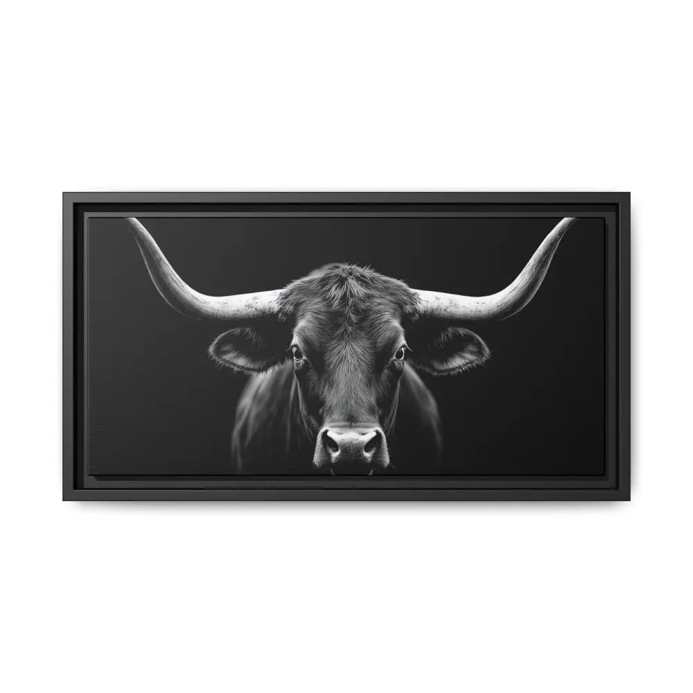 Bucking Bull Midnight Edition Framed Canvas Art Wrap Double R Western™ 20’’ x 10’’ (Horizontal) / Black / 1.25’’ Canvas