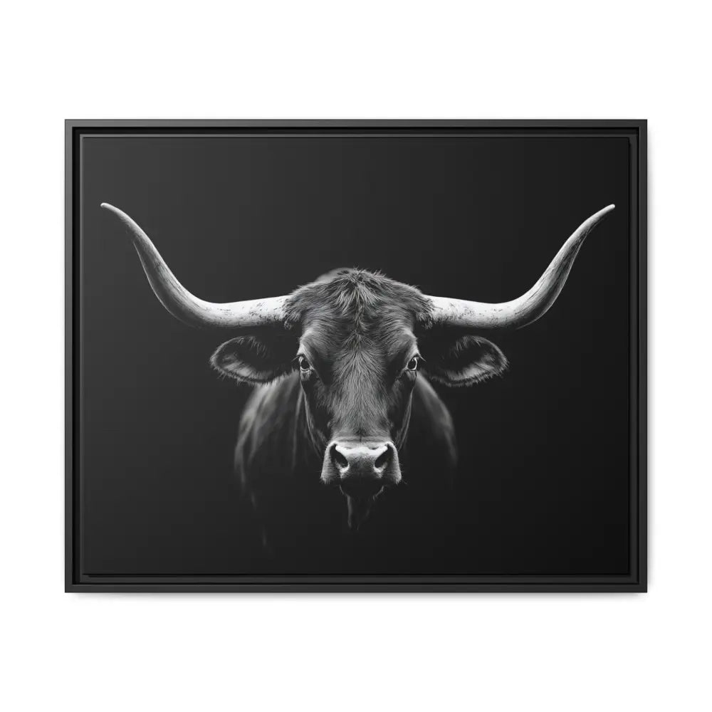Bucking Bull Midnight Edition Framed Canvas Art Wrap Double R Western™ 30’’ x 24’’ (Horizontal) / Black / 1.25’’ Canvas