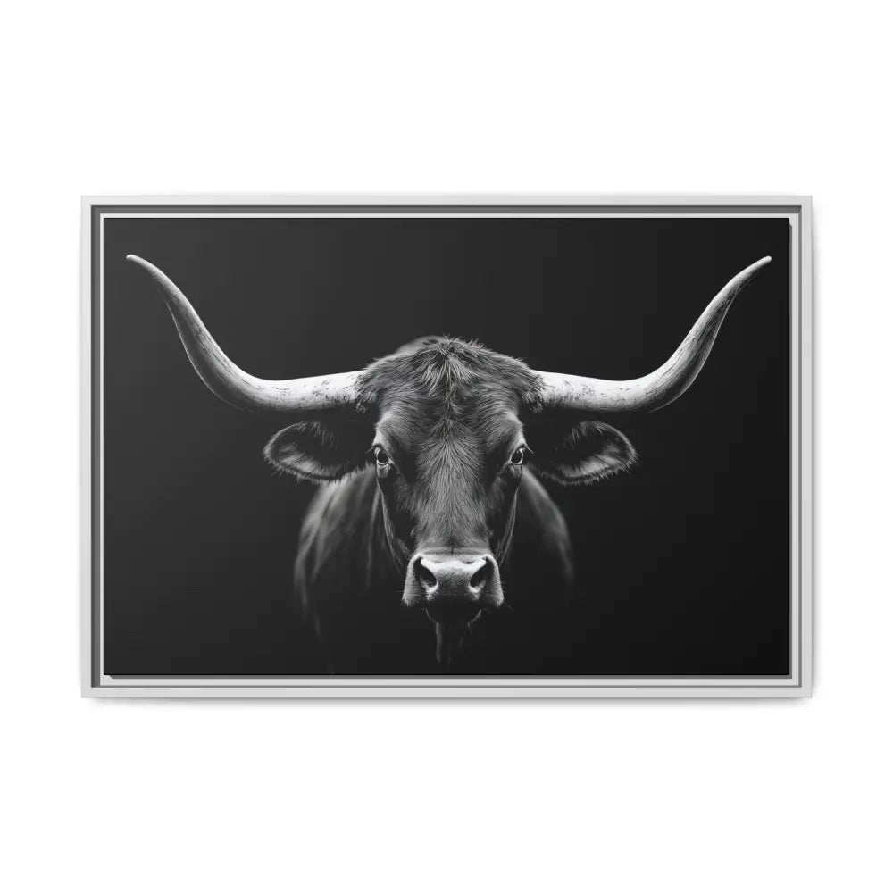 Bucking Bull Midnight Edition Framed Canvas Art Wrap Double R Western™ 30″ x 20″ (Horizontal) / White / 1.25’’ Canvas