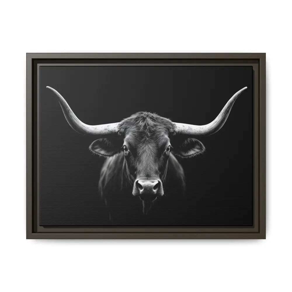 Bucking Bull Midnight Edition Framed Canvas Art Wrap Double R Western™ 16″ x 12″ (Horizontal) / Espresso / 1.25’’ Canvas