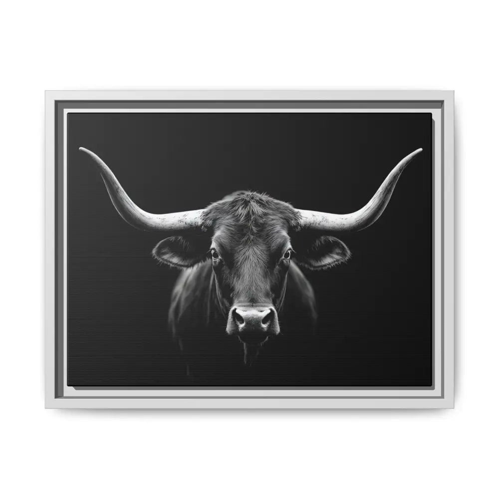 Bucking Bull Midnight Edition Framed Canvas Art Wrap Double R Western™ 16″ x 12″ (Horizontal) / White / 1.25’’ Canvas