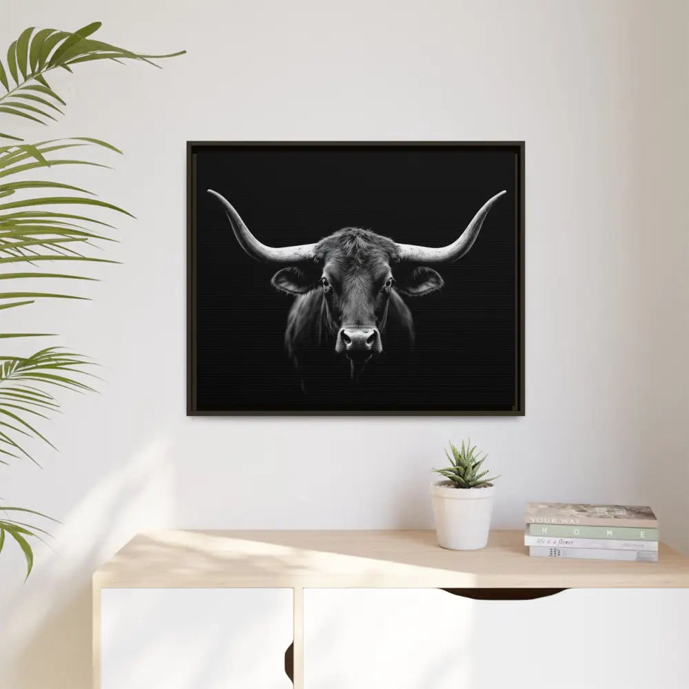 Bucking Bull Midnight Edition Framed Canvas Art Wrap Double R Western™ Canvas