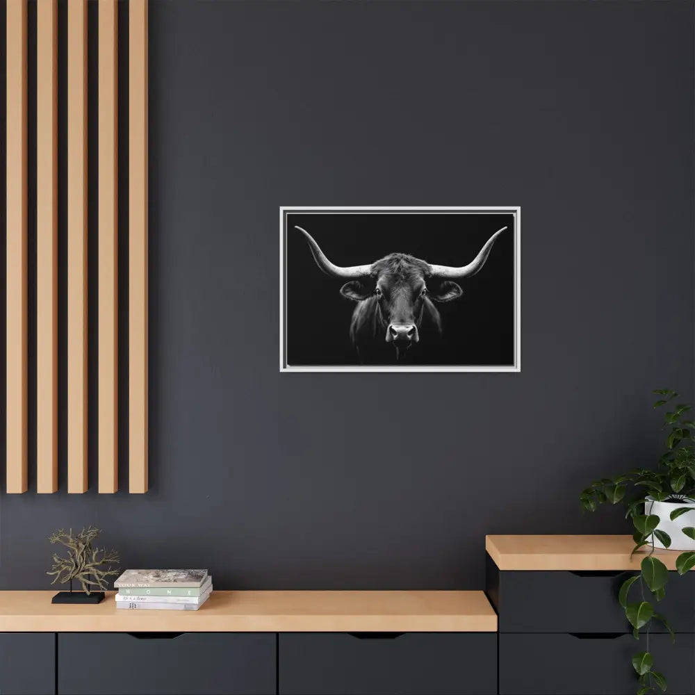 Bucking Bull Midnight Edition Framed Canvas Art Wrap Double R Western™ Canvas