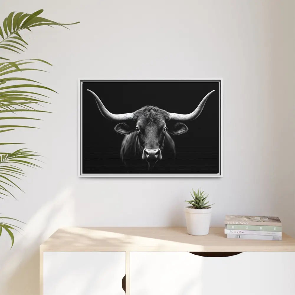 Bucking Bull Midnight Edition Framed Canvas Art Wrap Double R Western™ Canvas