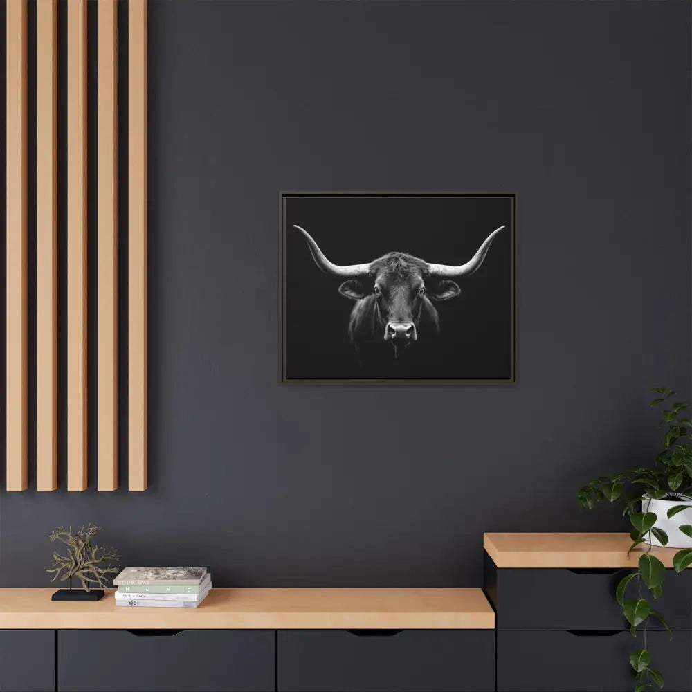 Bucking Bull Midnight Edition Framed Canvas Art Wrap Double R Western™ Canvas