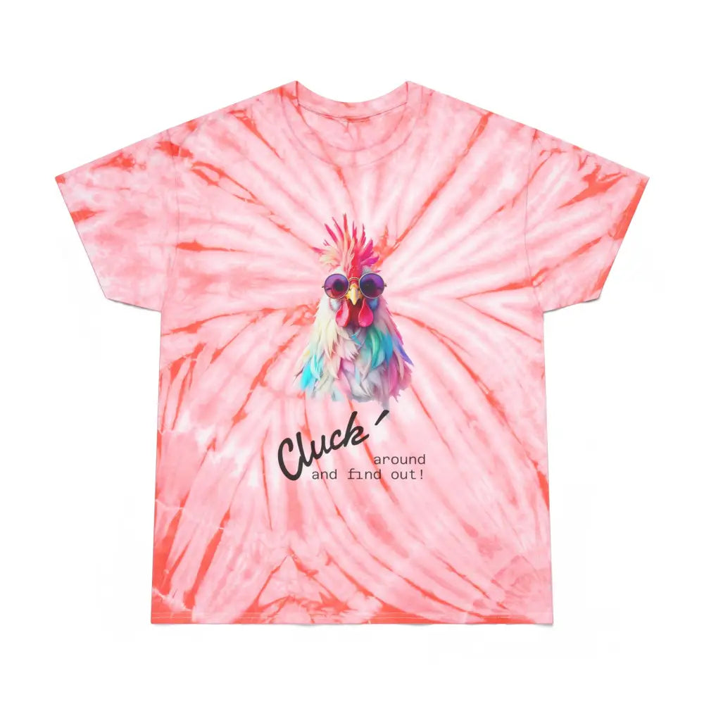 ’Cluck Around and Find Out!’- Tie Die- Double R western’s Hot Off The Trail - Coral / S - T-Shirt