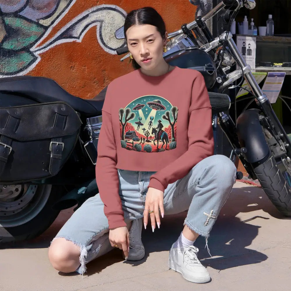 ’Cosmic Cowboy’ Double R Western’s Women’s Cropped Sweatshirt Sweatshirt