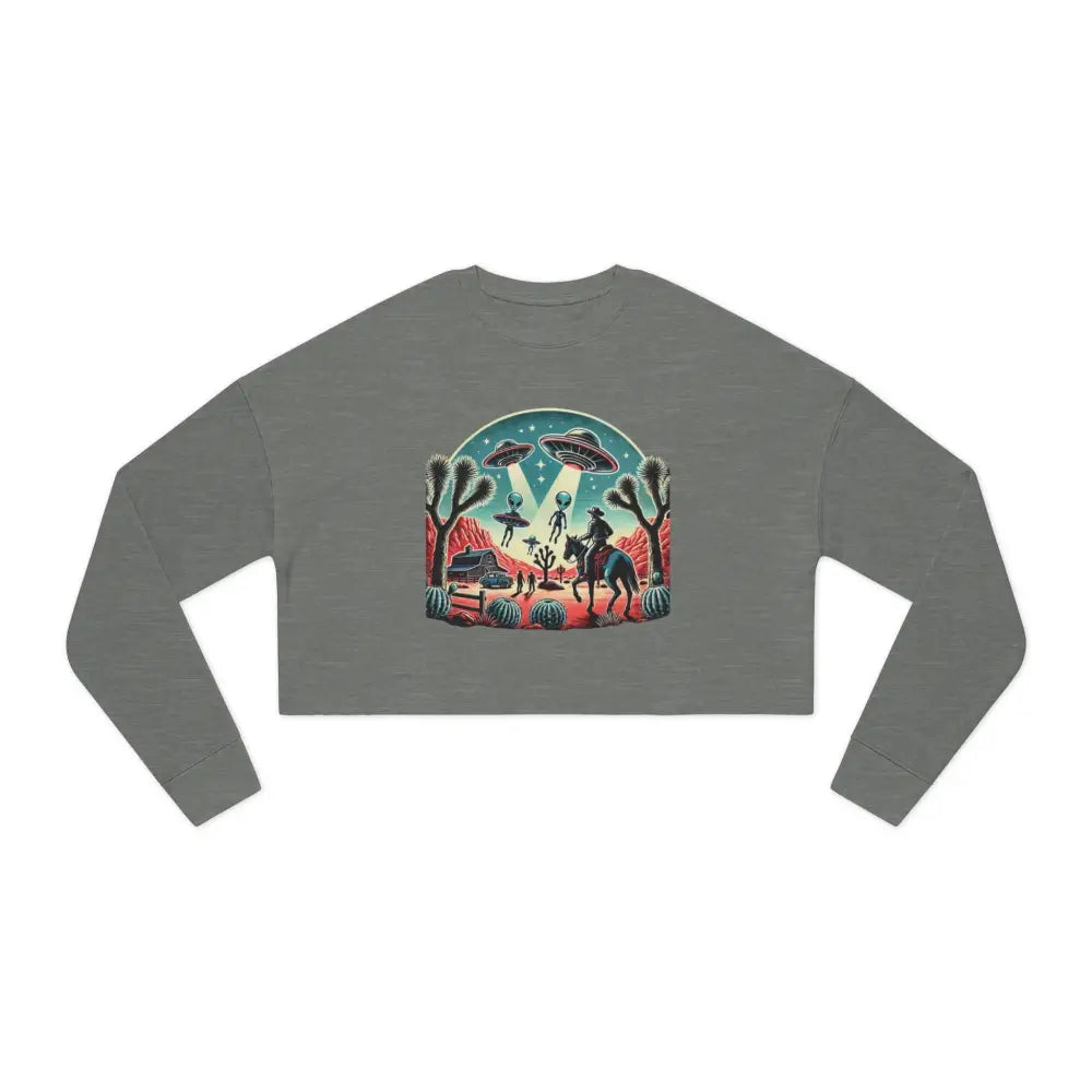 ’Cosmic Cowboy’ Double R Western’s Women’s Cropped Sweatshirt Deep Heather / S Sweatshirt