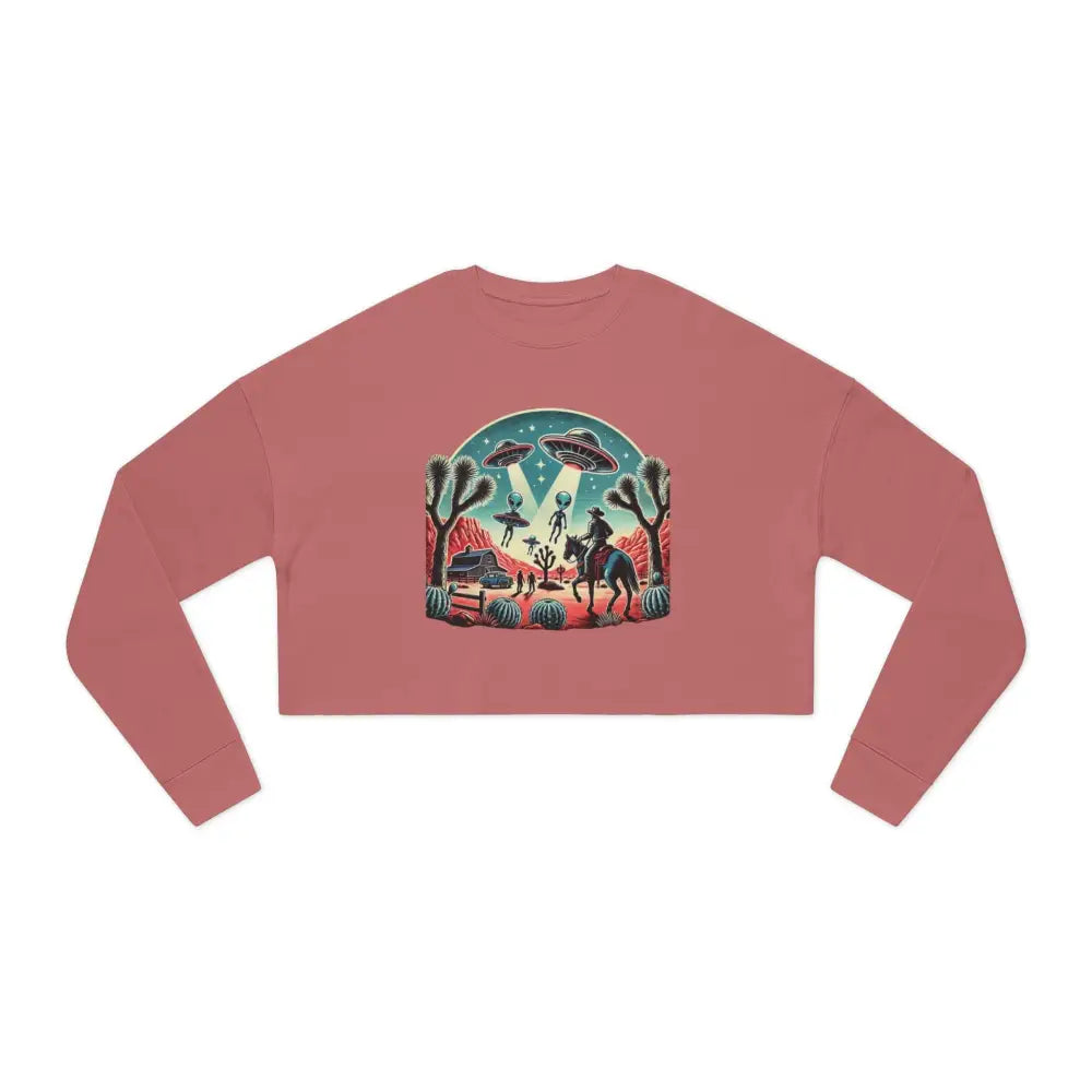 ’Cosmic Cowboy’ Double R Western’s Women’s Cropped Sweatshirt Mauve / S Sweatshirt