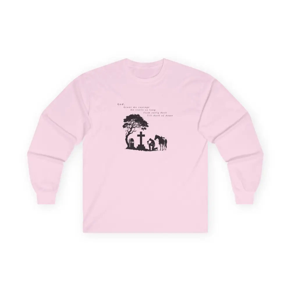 ’Courage at Dusk’ - Double R western’s - Long Sleeve Men’s T-Shirt - S / Light Pink - Long-sleeve