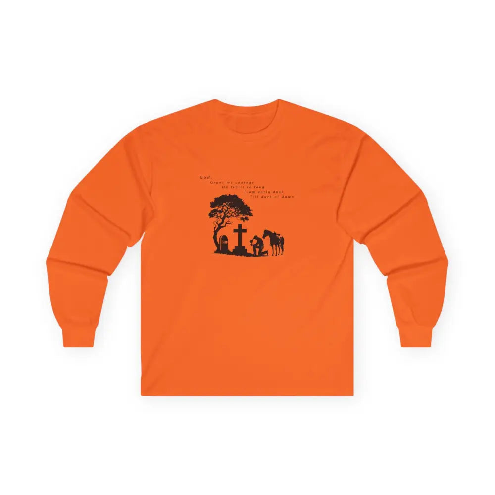 ’Courage at Dusk’ - Double R western’s - Long Sleeve Men’s T-Shirt - S / Safety Orange - Long-sleeve