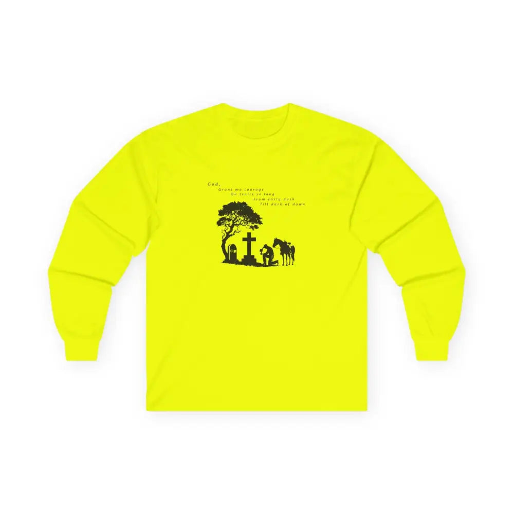 ’Courage at Dusk’ Double R western’s Long Sleeve Men’s T Shirt S / Safety Green Long sleeve