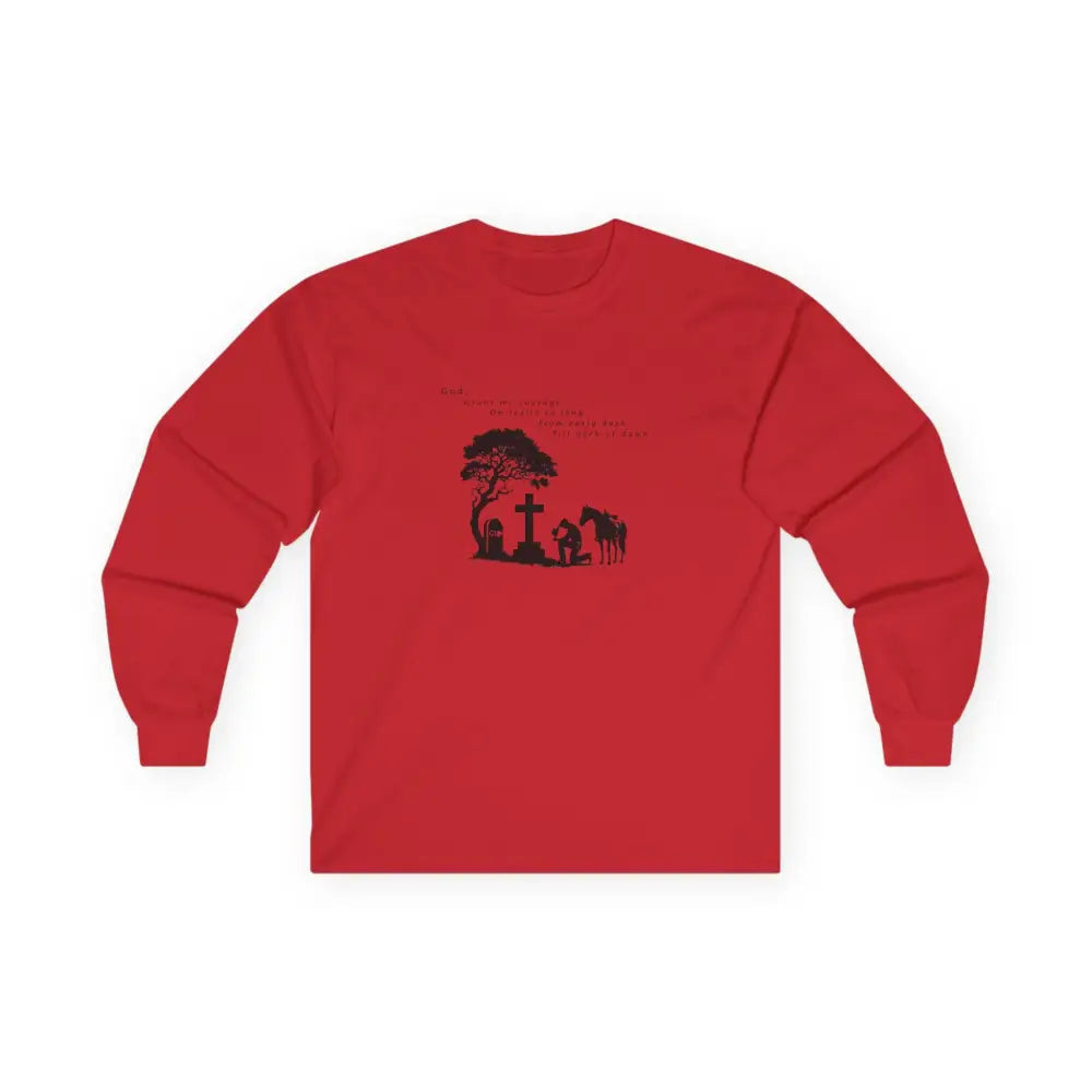 ’Courage at Dusk’ Double R Western’s Long Sleeve Woman’s T Shirt S / Red Long sleeve