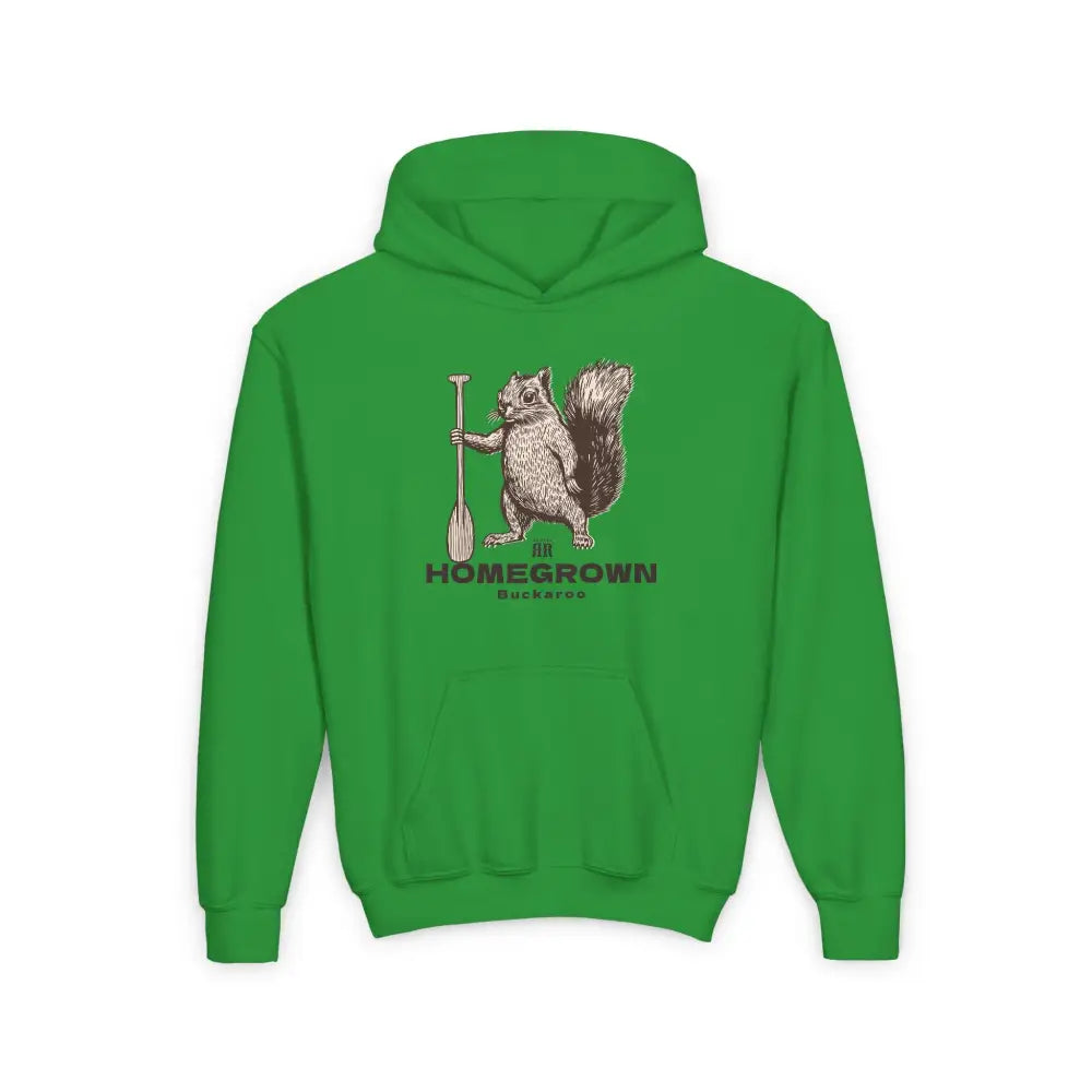 ’Critter Creek Squirrel’ - Double R Western Homegrown Buckaroo Series- Youth Heavy Blend Hooded Sweatshirt - S / Irish