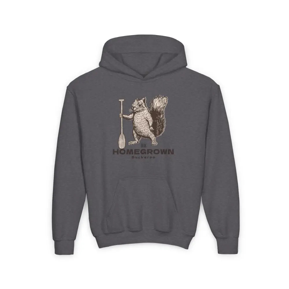’Critter Creek Squirrel’ - Double R Western Homegrown Buckaroo Series- Youth Heavy Blend Hooded Sweatshirt - S / Dark