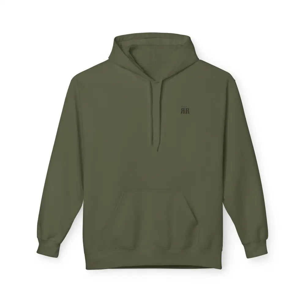 ’Double R Home Grown Strong’ Men’ Hooded Sweatshirt Back Graphic Design S / Military Green Hoodie