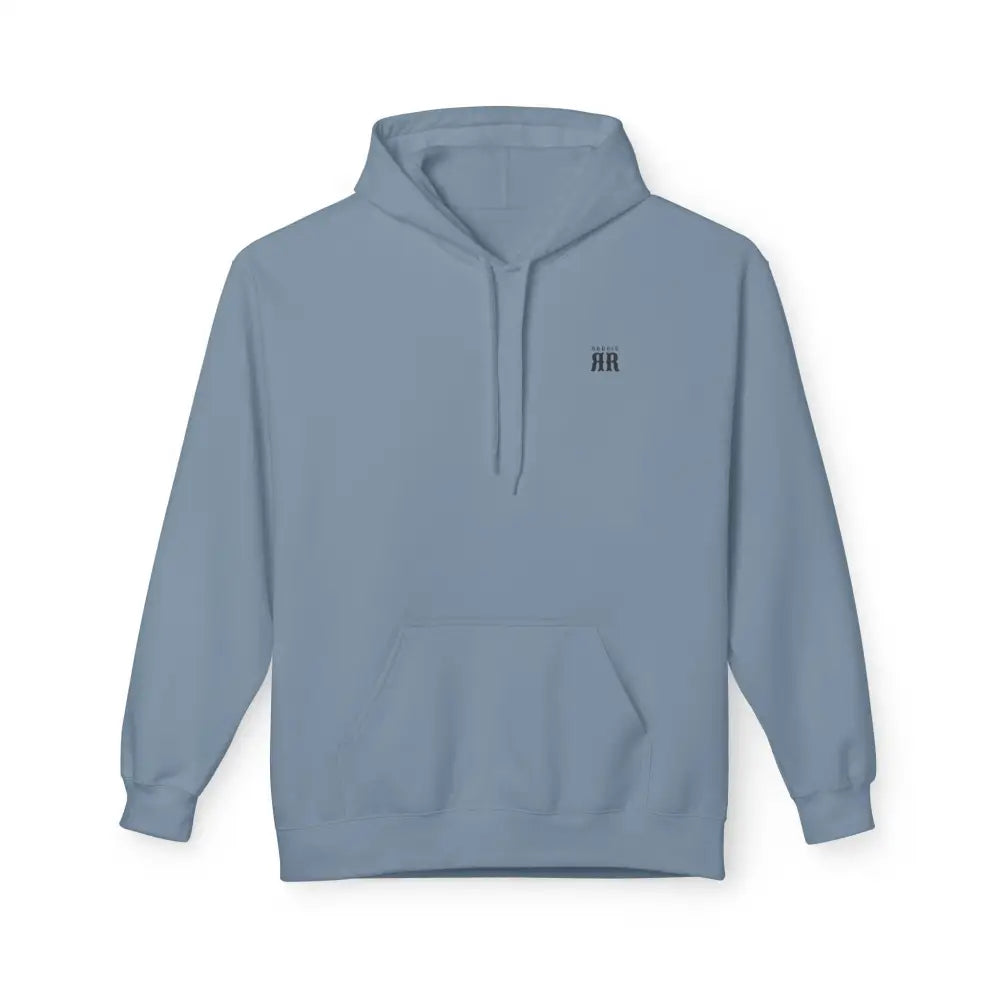 ’Double R Home Grown Strong’ Men’ Hooded Sweatshirt Back Graphic Design S / Stone Blue Hoodie