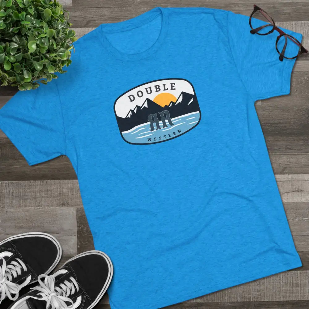 ’Double R Western ™ Adventure Tee’ Tri Blend Crew Tee S / Tri Blend Vintage Turquoise T Shirt