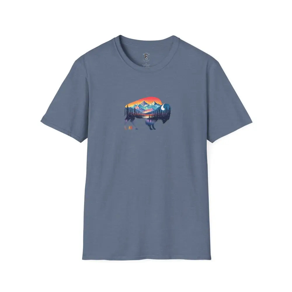 Double R Western™ Bison Tee – Ride Strong Roam Free S / Heather Indigo T Shirt