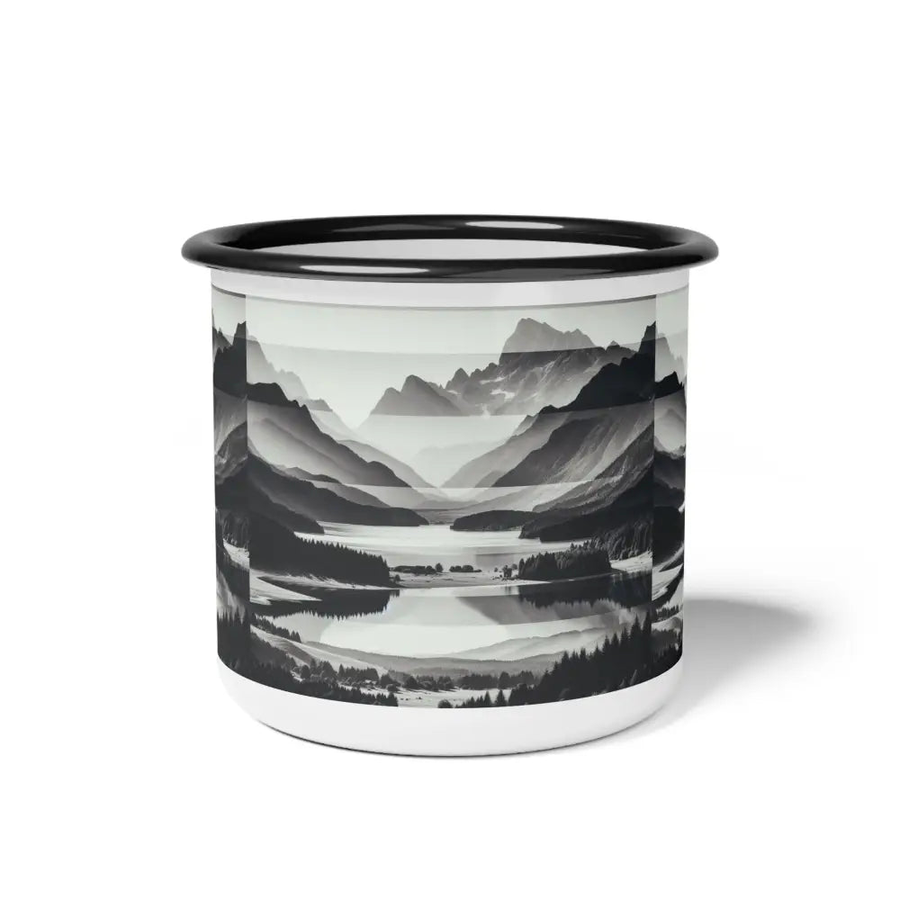 ’Embrace the Wilderness’ Double R Western abstract Enamel Camp Cup 12oz / Black Rim Mug