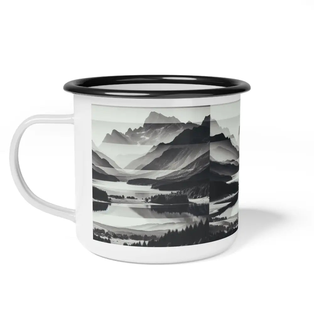 ’Embrace the Wilderness’ Double R Western abstract Enamel Camp Cup 12oz / Black Rim Mug