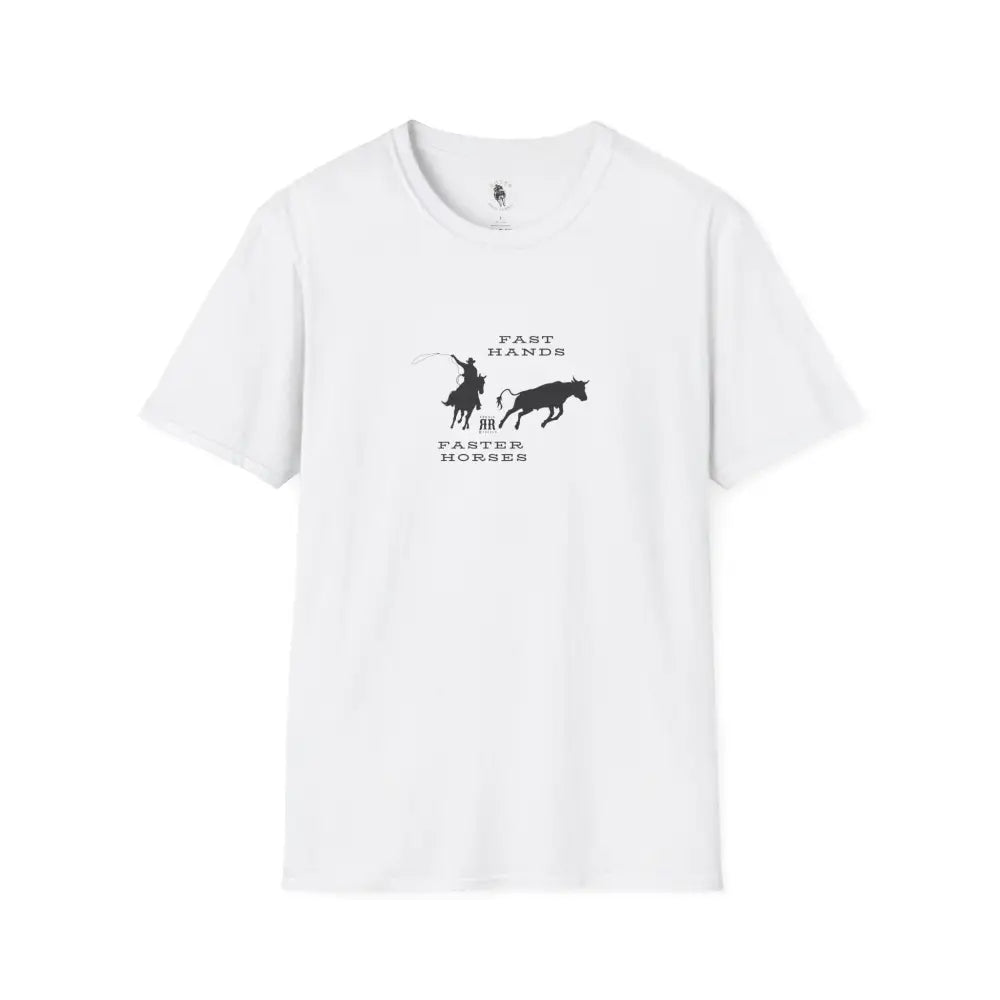 ’Fast Hands Faster Horses’ - Double R Western’s™ - Softstyle T-Shirt - XS / White - T-Shirt