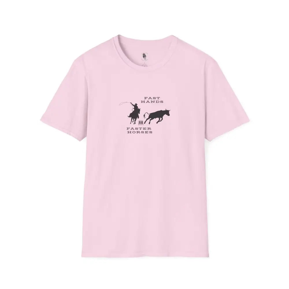 ’Fast Hands Faster Horses’ - Double R Western’s™ - Softstyle T-Shirt - S / Light Pink - T-Shirt