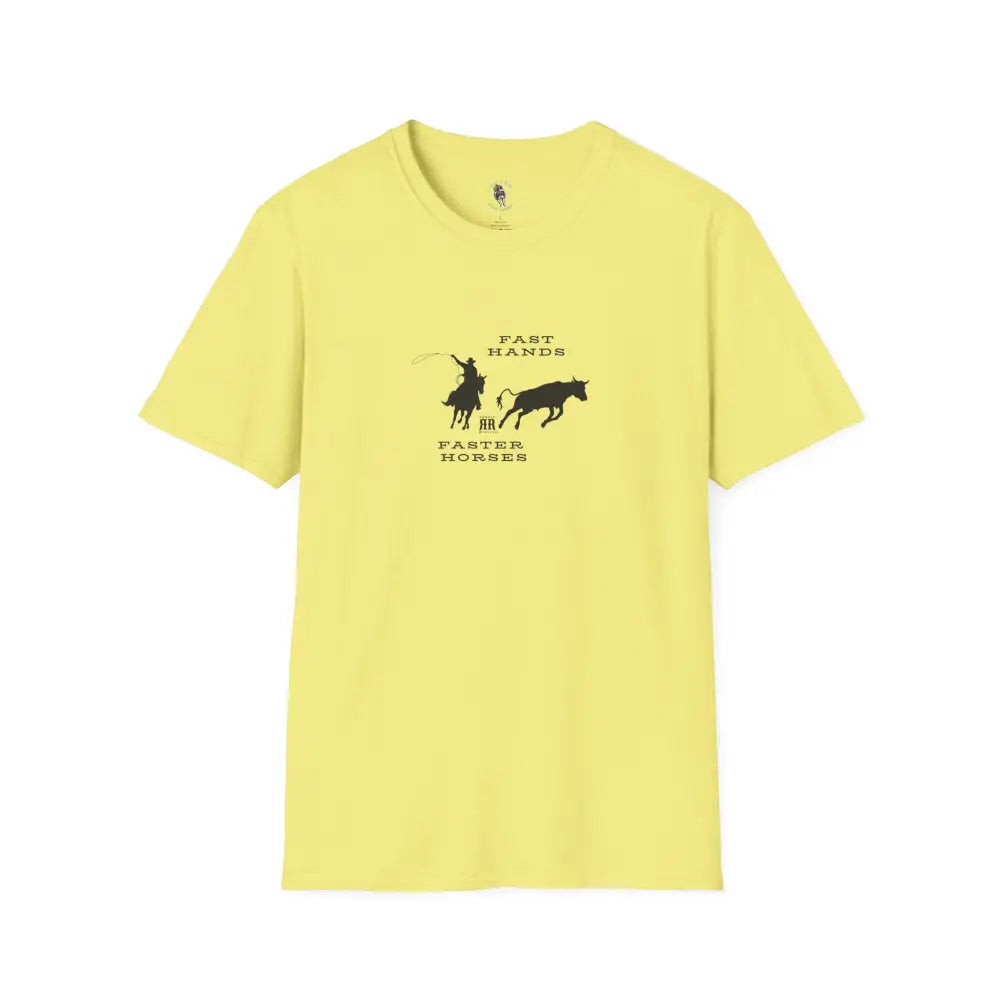 ’Fast Hands Faster Horses’ - Double R Western’s™ - Softstyle T-Shirt - S / Cornsilk - T-Shirt