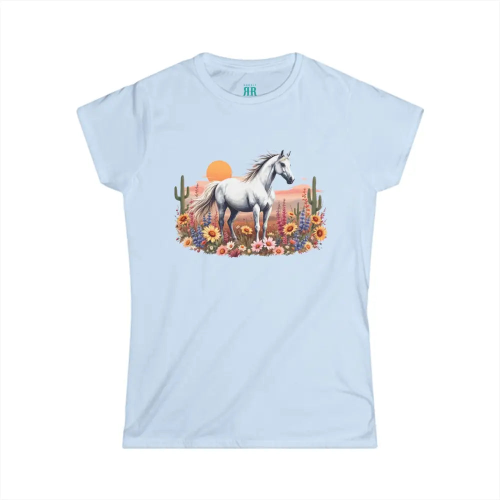 Flower Sunset Women’s Tee Softstyle Graphic Shirt Light Blue / S T Shirt