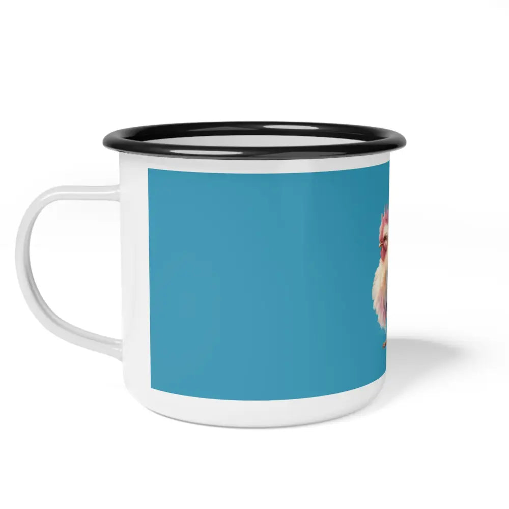 Fluffy Chicken - Enamel Camp Mug - 12oz / Black Rim - Mug