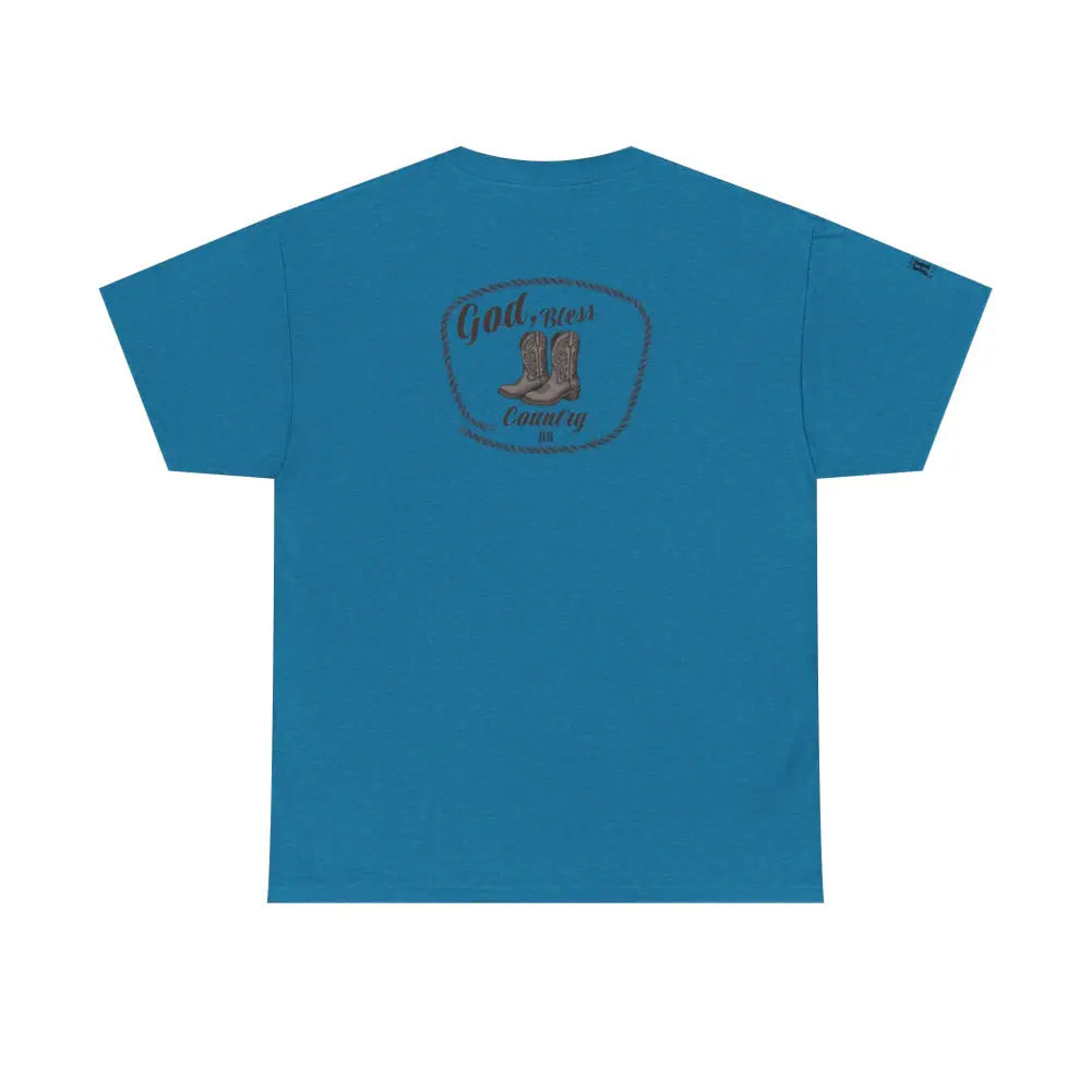 ’God Bless Country’ Double R Western’s Back Graphic Heavy Cotton Tee Antique Sapphire / S T Shirt
