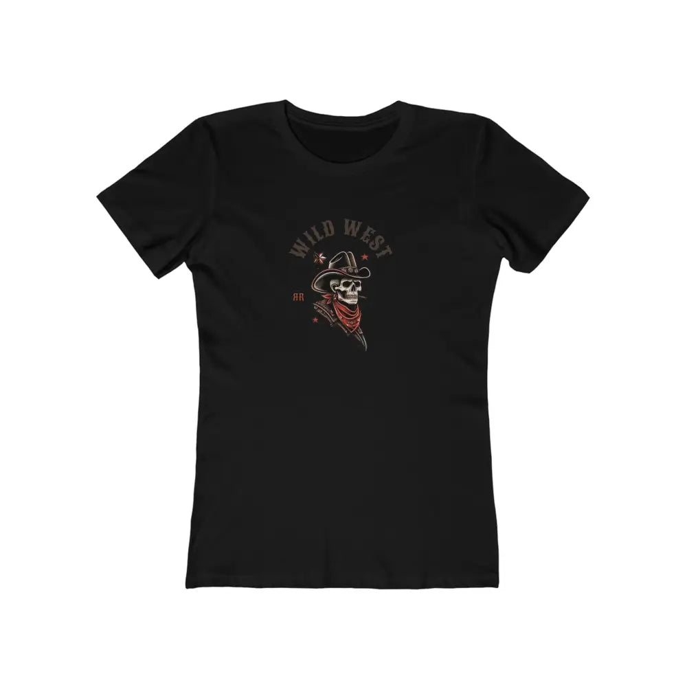 ’Grim Rider’ Double R Western™ The Boyfriend Tee for Women S / Solid Black T Shirt
