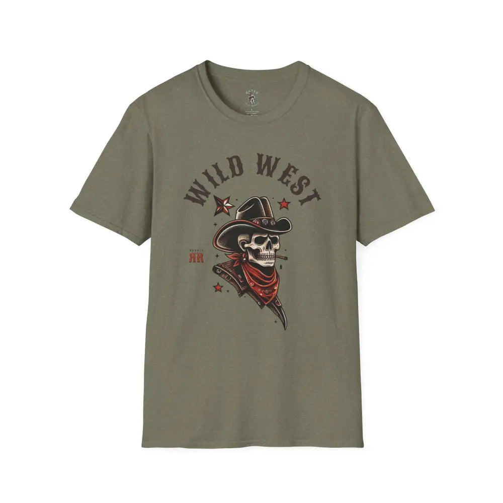 ’Grim Rider’ Double R Western’s™ Softstyle T Shirt S / Heather Military Green T Shirt